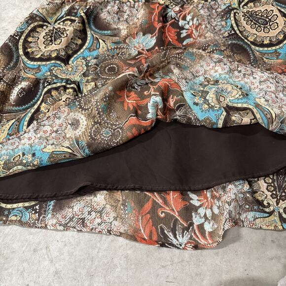 Notations Tiered Floral Boho Peasant Skirt Fairy 1X Paisley Y2K Earth Tones - Picture 4 of 9